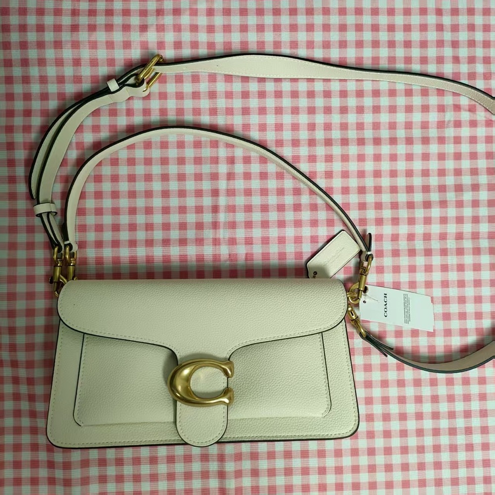Coach White Leather Crossbody Bag with Gold Accent